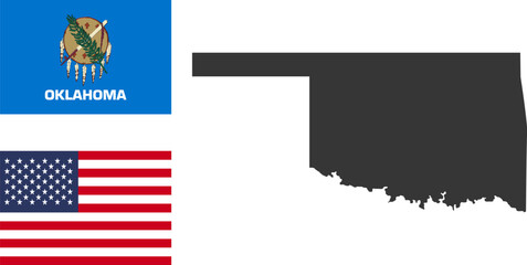 Oklahoma state of USA. Oklahoma flag and territory. States of America territory on white background. Separate states. Vector illustration