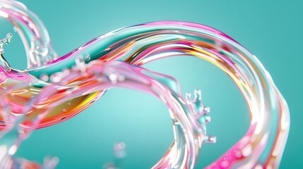   Multicolored object in close-up with water droplets on the top and bottom, positioned at the bottom of the image