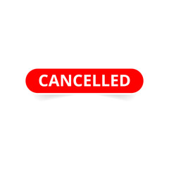Fototapeta premium Cancelled button for website, label banner in rounded rectangle design vector illustration