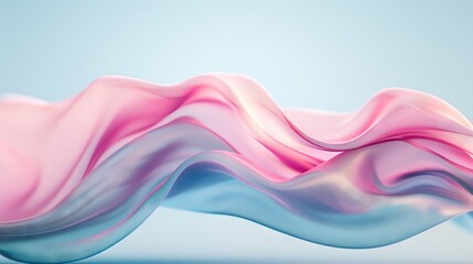   A pink and blue wave on a light blue background with a light blue backdrop