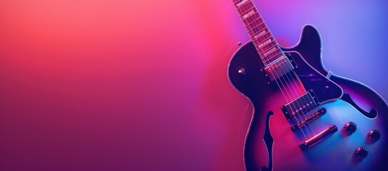 Electric Guitar with Pink and Blue Light