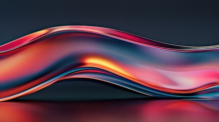   A close-up of a wavy design on a dark background with reflective lighting on the image surface