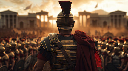 Naklejka premium Ancient Roman Soldier Leading Army