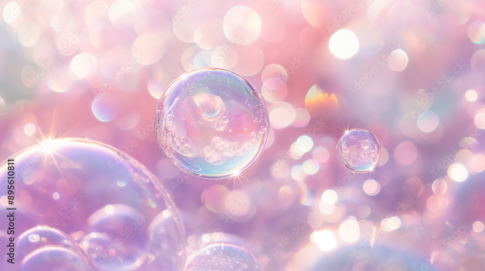 Poster pastel bubbles creating delicate patterns, soft and whimsical