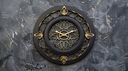Art Deco wall clock with intricate patterns and gold accents