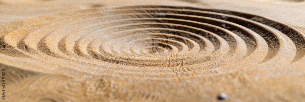Poster Circular sand pattern texture with concentric circles