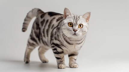 Inquisitive Silver Tabby Cat with Striking Yellow Eyes