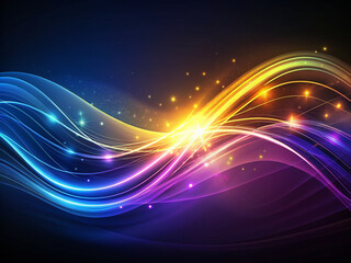 abstract background with glowing lines, Dark abstract background with glowing wave vector illustration. Shiny moving lines design element. Modern purple, blue, yellow gradient flowing wave lines Backg