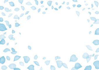 水彩風　水色の花びらフレーム2