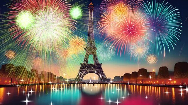 パリと花火　pari  花火ループ素材