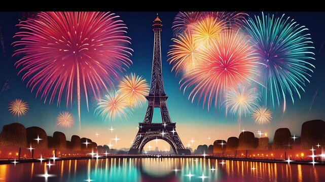 パリ　花火　pari  ループ素材