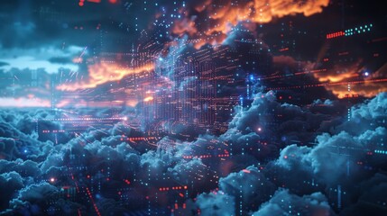 Obraz premium Digital Cityscape in the Clouds