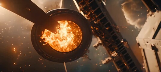 The power of satellite propulsion captured as flames burst from a thruster - Powered by Adobe