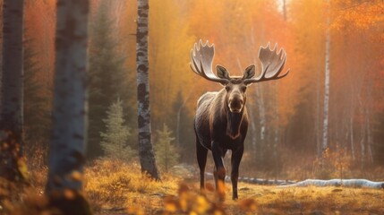 Majestic Moose in Autumn Forest