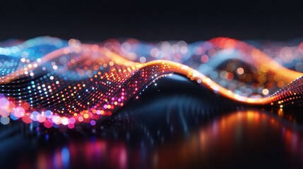   A blurry image of a wave of lights in a photo