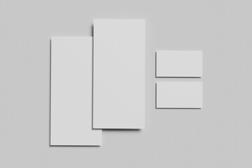 DL flyer with blank business card for mockup