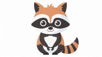 Create a clipart of a Raccoon Bandit A cute raccoon with a playful maskin a kawaii style, simplified to feature fewer elements for a cleaner look, Use a color palette that is appealing to child