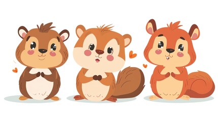 Naklejka premium Create a clipart of a Cheeky Chipmunks Chipmunks playing hide and seekin a kawaii style, simplified to feature fewer elements for a cleaner look, Use a color palette that is appealing to childr
