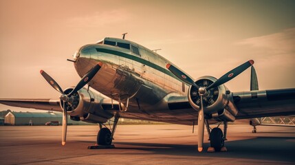 Naklejka premium Vintage Airplane on the Runway