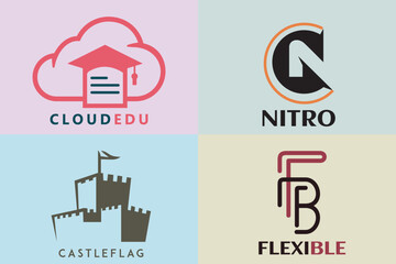 Obraz premium Collection of Cloud Report, Castle Nitro, F lettre Icon Design.
