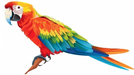 Obraz premium Create a clipart of a Party parrot with a tropical vibein a kawaii style, simplified to feature fewer elements for a cleaner look, Use a color palette that is appealing to children, with bright