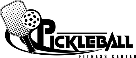 Black PickleBall Graphic Logo Design. Vector Hand Drawn Illustration Isolated On Transparent Background