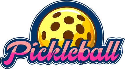 PickleBall Graphic Logo Design. Vector Hand Drawn Illustration Isolated On Transparent Background