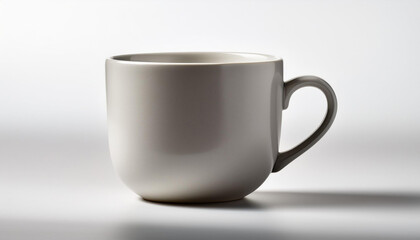 Obraz premium A single ceramic coffee cup with a smooth finish, sitting isolated on a pristine white background.