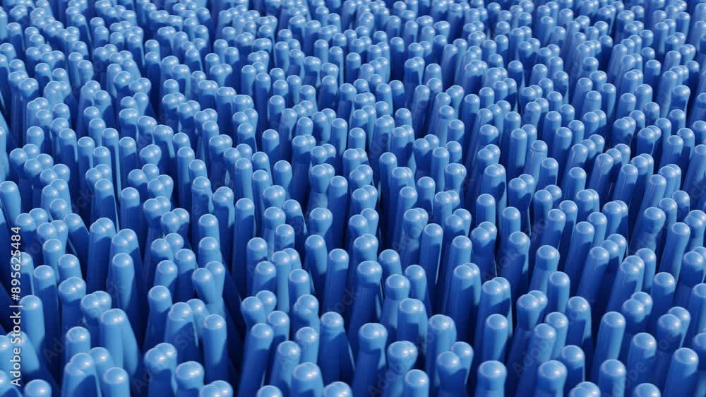 Poster abstract 3d motion video: seamless geometric animation loop with blue waving cylinders