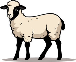 Lamb cartoon vector illustration isolated on white background. Sheep illustration in flat style