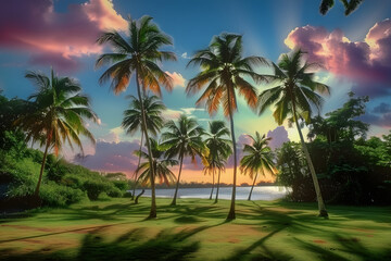 Fototapeta premium Coconut trees landscape outdoors nature.