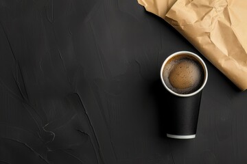 Black Coffee Cup on Black Background