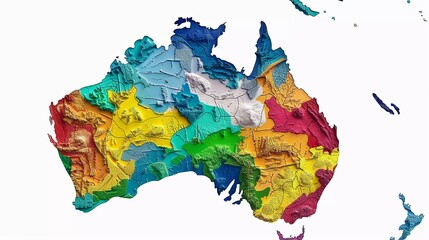 australian globe maps with colorfully illustration design and pappercut design