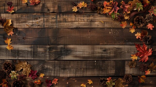 rustic wooden background with a Thanksgiving theme and many wooden slats,