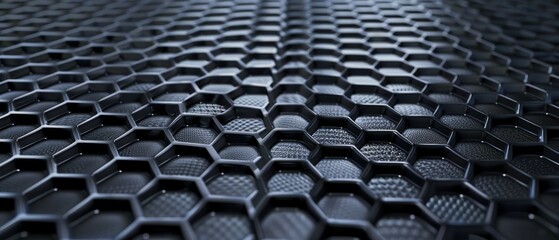Obraz premium Panoramic close-up, high detail scan of hexagon grid texture, Generative AI