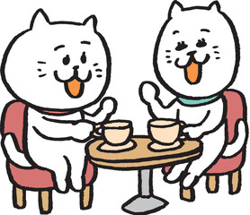 かわいい女子猫キャラの日常イラスト