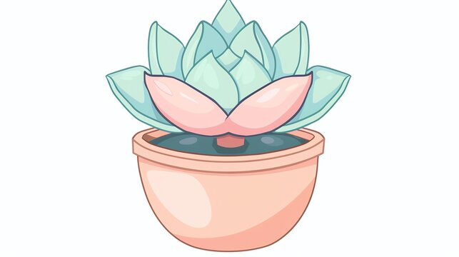 succulent plant in pot, cartoon style clip art preview