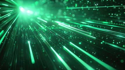 Naklejka premium Bright Green Light in Darkness