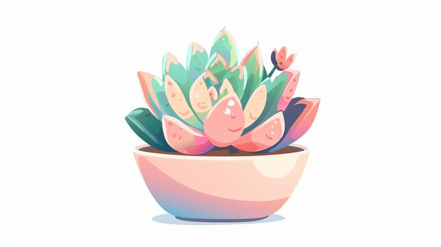 colorful succulent plant in a pink pot clip art preview