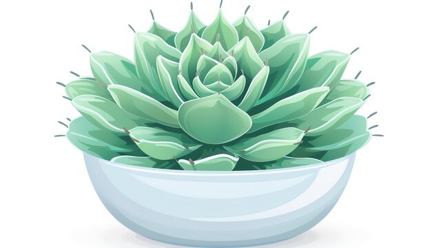 green succulent plant in white bowl clip art preview