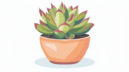 a clipart of a Succulent plant with colorful rosette leavesin a kawaii style, simplified to feature fewer elements for a cleaner look, Use a color palette that is appealing to children,