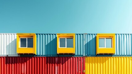 Naklejka premium A minimalist composition featuring vibrant shipping containers in blue