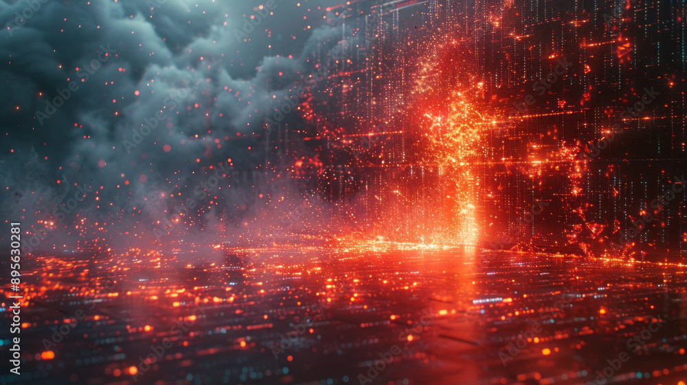 Poster destruction of a server with a big data.generative ai