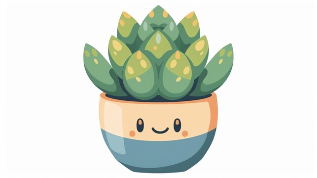 cute succulent plant in smiling pot clip art preview