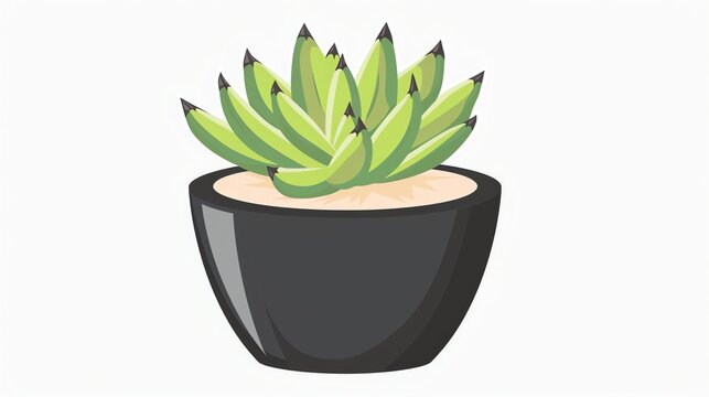 green succulent plant in black pot clip art preview