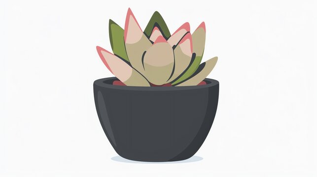 succulent plant in black pot on white clip art preview