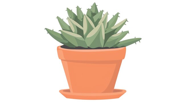 green succulent plant in orange pot clip art preview