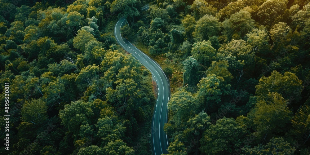 Poster Road through forest from above