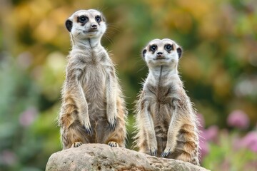 Fototapeta premium Two Meerkat Looking Up