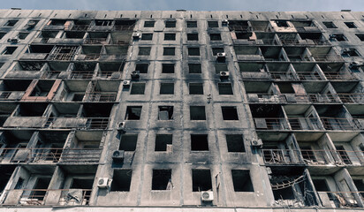 destroyed building in a city lost in the war in Ukraine